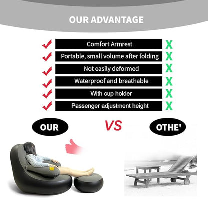 Set of 2 Inflatable Armrest Lounge Chair with Ottoman,Hand Pump,Eye Mask,Earplugs-Portable Blow Up Sofa,Air Chaise Lounge,Ideal Loveseat Set for Family Movie Night,Couple,Gaming,Party,Camping,Garden