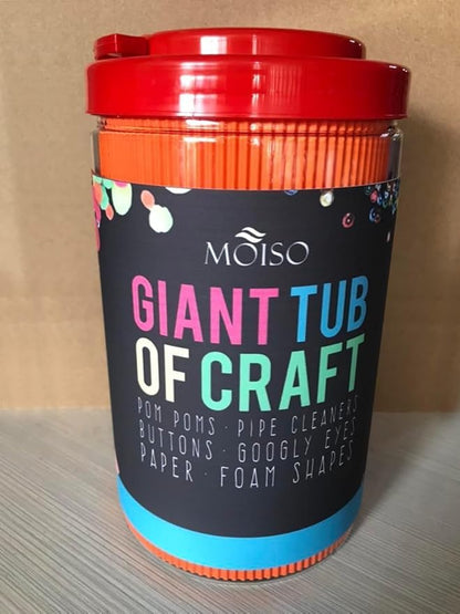 MOISO Kids Crafts and Art Supplies Jar Kit - 560+ Piece Set - Make Bracelets and Necklaces - Plus Glitter Glue, Construction Paper, Colored Popsicle Sticks, Eyes, Pipe Cleaners…