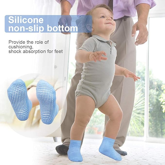 GRPSKCOS Baby Socks Non Slip 12 Pairs Toddler Anti Skid Socks for 0-7 Years Infants Little Kids Boys Girls