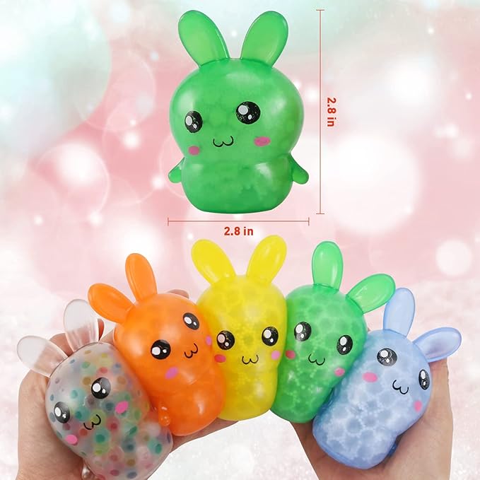 Easter Basket Stuffers,Easter Basket Essentials,5pcs Squishy Easter Bunny Stress Balls for Adults,Easter Stress Relief Fidget Balls,Easter Party Favors Easter Basket Ideas Gifts (5pcs-C)