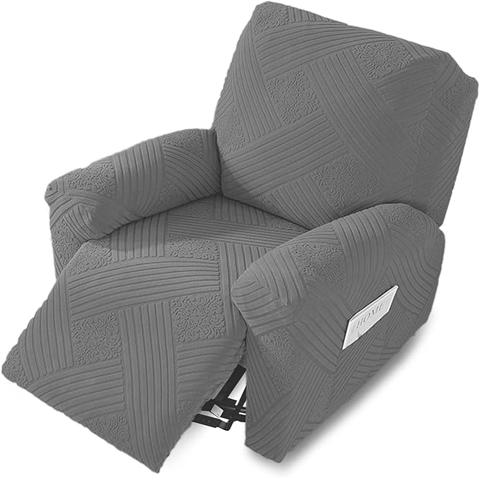 NORTHERN BROTHERS Oversized Recliner Cover - Lazy Boy Recliner Covers That Stay in Place, 4 Pieces Large Recliner Chair Covers 1 Seater, Light Gray