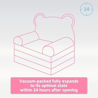 MONKISS 2-in-1 Toddler Couch Bear Chairs Comfy, Kids Chair Couch, Mini Couch, Flip Out Sherpa Kids Sofa, Baby Couch, Chair for Toddlers 1-3, Kids Lounge Chair Reading Chair, Kids Couch Bed Fold Out