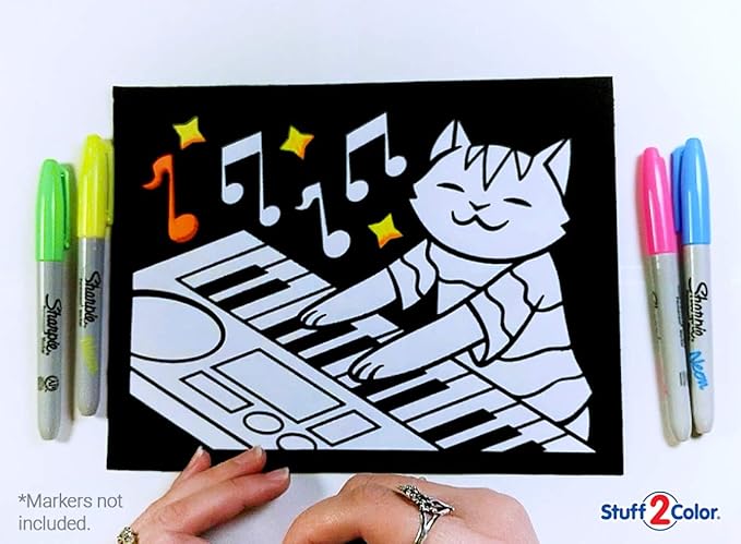 Super Pack of 18 Fuzzy Coloring Posters (Silly Kitties Edition) - Arts & Crafts for Kids, Toddlers, Girls, Boys & Adults - Great for Family Fun Activities or Coloring with Friends (1 Pack)