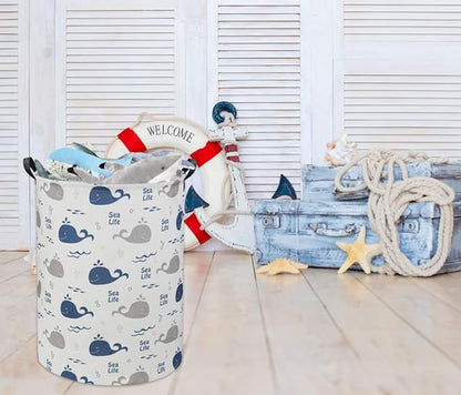 Whale Kids Laundry Basket Baby Hamper Toy Storage Bin for Boys Room Decor Baby Nursery Gift Baskets