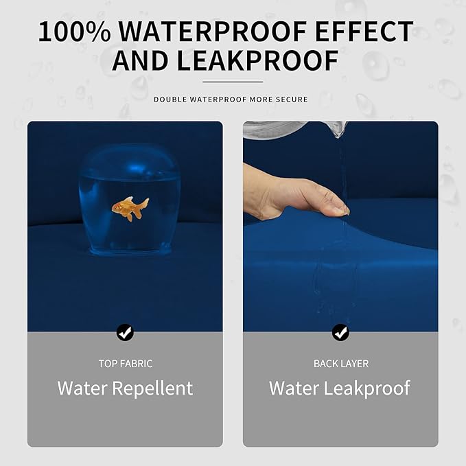 Easy-Going 100% Dual Waterproof Chair Cover Stretch Soft Couch Cover for Dogs, Sofa Slipcover for 1 Separate Cushion Couch Leakproof Furniture Protector for Kids, Pets Navy