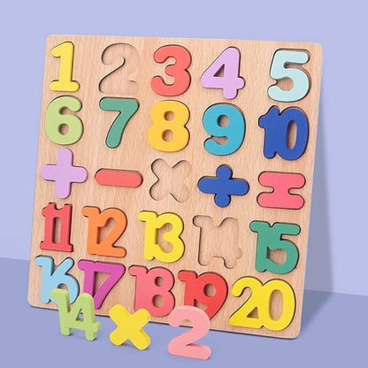 Wooden Toddler Puzzles 2 Packs Kids Educational Learning Toys Preschool Puzzles Letters Alphabet Number for 1 2 3 4 5 Year Old Boy Girl Toddler Children Gifts