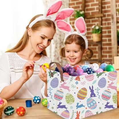 FXOLCSHE Rectangular Easter basket,Nursery Hamper,Collapsible waterproof baby toy storage box for Kids,Toy Organizer,Home Decor,Gift Baskets(Cute egg)
