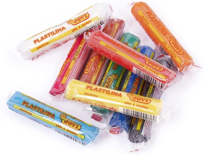 Jovi Plastilina Reusable and Non-Drying Modeling Clay; .5 oz. Rolls, Set of 10 Colors, Perfect for Arts and Crafts Projects