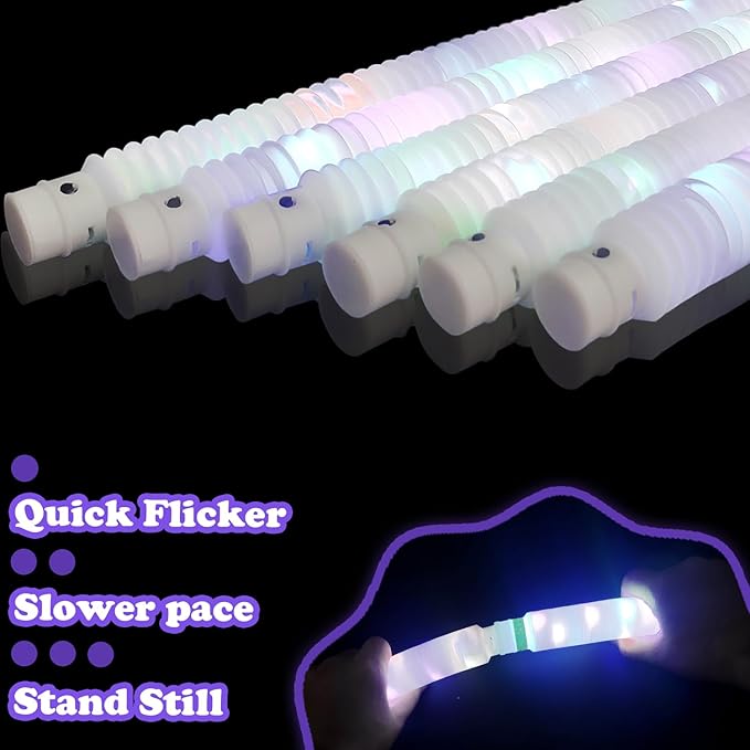 12 PCS White Glow Sticks Valentines Day Party Favors for Kids, LED Light Up Necklaces Bracelets Accessories for Toddlers, Glow Birthday Mardi Gras Party Supplies Decorations for Boys Girls