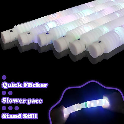 12 PCS White Glow Sticks Valentines Day Party Favors for Kids, LED Light Up Necklaces Bracelets Accessories for Toddlers, Glow Birthday Mardi Gras Party Supplies Decorations for Boys Girls