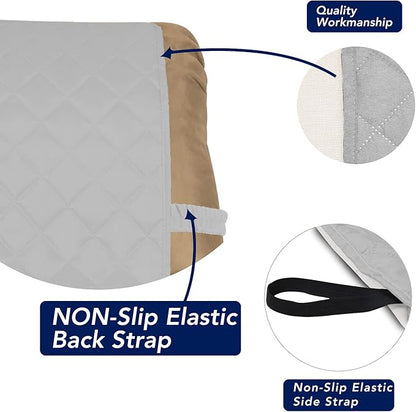 PureFit Reversible Quilted Sofa Cover, Water Resistant Slipcover Furniture Protector, Washable Couch Cover with Non Slip and Elastic Straps for Kids, Dogs, Pets (Small Recliner, Light Gray/Ivory)