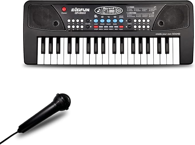 Piano Keyboard for Kids, EOOLEOW 37 Keys Portable Electronic Piano for kids with Microphone - Music Keyboard Piano Toys for 3 4 5 6 7 8 9 Year Old Boys and Girls (Black)