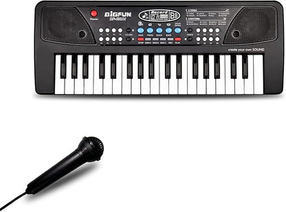 Piano Keyboard for Kids, EOOLEOW 37 Keys Portable Electronic Piano for kids with Microphone - Music Keyboard Piano Toys for 3 4 5 6 7 8 9 Year Old Boys and Girls (Black)