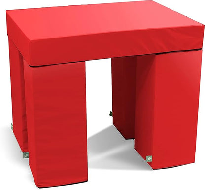 Foamnasium Pillar Builder, Indoor Foam Playset, 5 Piece Soft Toddler and Kids Active Play Couch for Crawling, Climbing, Fort Building and Jumping, Made in The US, Red