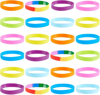 BLUE PANDA 48 Pack Multi-Colored Silicone Bracelets Bulk Set for Sports Teams, Games, Colored Wrist Bands for Sublimation, 8 Colors, 8 In