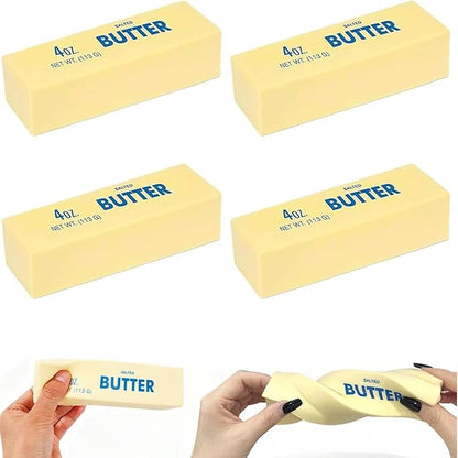 4PCS Butter Squishy, Super Soft Butter-Shaped Slow Rising Squeeze, Stress Relief Anxiety Relaxation Squishies, Ideal for Birthday Gifts, Party Favors, Classroom Prizes, Easter Basket Stuffers