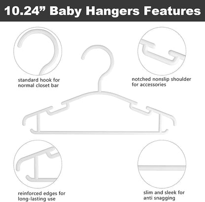 GoodtoU Kids Hangers 100 Pack Baby Hangers for Closet Toddler Hangers Plastic White Childrens Hangers Small Hangers 10.24inch