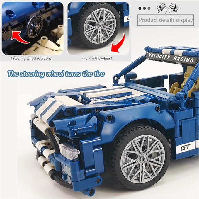 Building Blocks Racing Car Tech Sports Car 1: 14 Supercar Building Brick Racing Car Building Kit Adult Collectible Race Cars Model Great Gift for Boys, Girls, and Teens Ages 6+,1258PCS