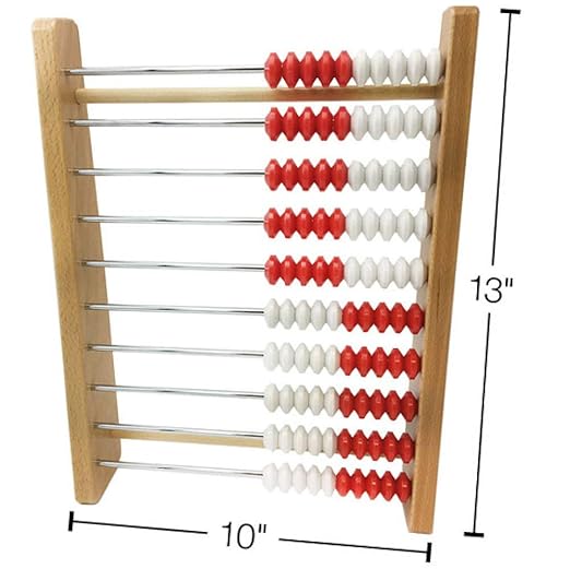 hand2mind 100 Bead Wooden Rekenrek, Abacus for Kids Math, Math Manipulatives Kindergarten, Counting Rack for Kids, Counters for Kids Math, Educational Toys for Elementary Kids (Set of 1)