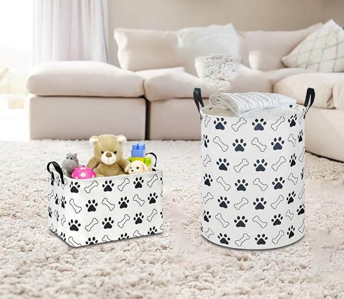 NTAOHAMPER Rectangular Storage Basket,Collapsible Gift Basket with Handles,Kids Toys/Books Box,Room Decor(Paw)