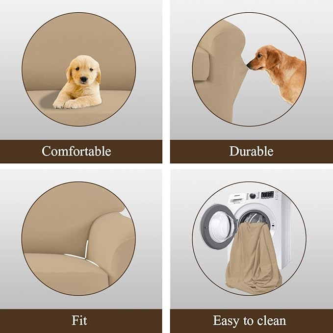 Easy-Going 4 Pieces Microfiber Stretch Recliner Slipcover – Spandex Soft Fitted Sofa Couch Cover, Washable Furniture Protector with Elastic Bottom for Kids, Pet(Recliner, Pale Yellow)