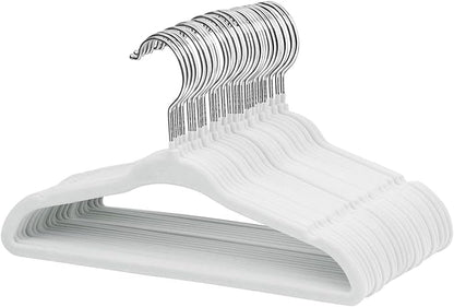ManGotree Velvet Baby Clothes Hangers, 10.95'' Non-Slip Kids Hangers, Space Saving Hangers for Infant Toddler Children (30 Pack, White)