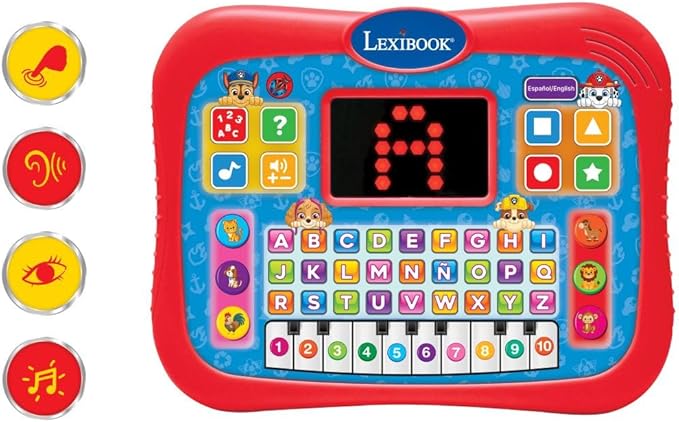 LEXiBOOK, Bilingual Talking Tablet Paw Patrol with Touch Keys, Red Blue, JCPAD007PAi2