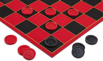 HI-Q Checkers & Tic-Tac-Toe Board Game Set – Classic Strategy for Kids & Family – Features Interlocking Stacking Pieces & Folding Board – Ages 6+