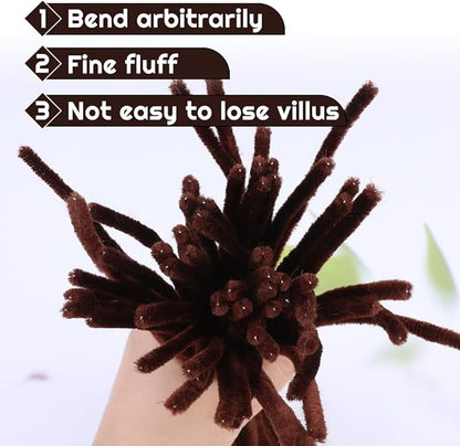 60 Pieces Brown Pipe Cleaners, Christmas Craft Pipe Cleaners,Pipe Cleaners Chenille Stem,Pipe Cleaners Bulk,Art Pipe Cleaners for Creative Home Decoration Supplies Arts and Crafts Project