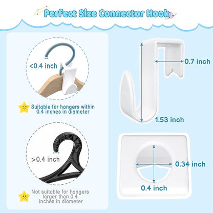 4our Kiddies Baby Hangers Space Saving(18 Pcs), Heavy Duty Metal Kids Closet Clothes Organizer for Nursery, Connector Hooks for Girl Boy Toddler Child Clothes, Fit Most Hangers