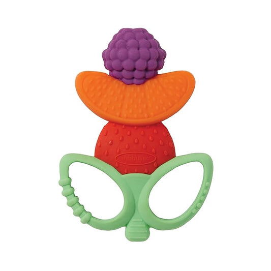 Infantino Lil' Nibbles Textured Silicone Teether -Sensory Exploration and Teething Relief with Easy to Hold Handles, Multicolor Fruit Kabob