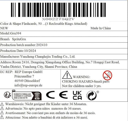 Color & Shape Flashcards, 50 Double-Sided Cards (30 Colors & 20 Shapes) Colorful Cards Educational Learning Tools for Preschool and Toddlers (3 Reclosable Rings Attached)