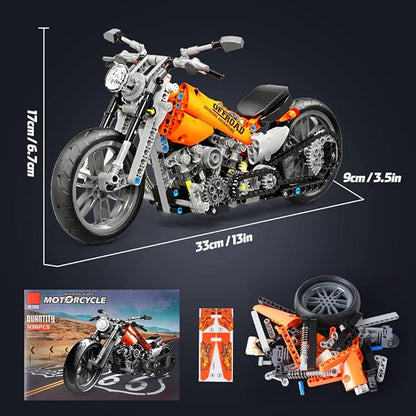 HOGOKIDS Motorcycle Building Block Set - 436 PCS Collectible Motorcycle Display Model, STEM Tech Motorbike Toy Collection Brick Kit for Adults Kids Boys Ages 6 7 8 9 10 11 12+ Years Old