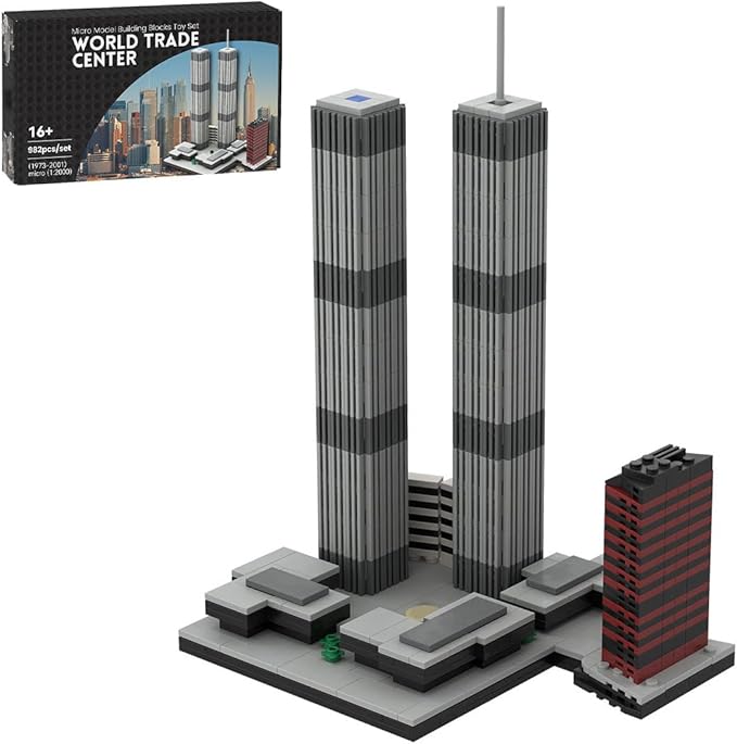 NY World Trade Center Modular Building Blocks Set, 1/2000 World Famous Architecture Landmark New York City Skyline Collection Model for Adult, Designed by bru_bri_mocs, 982 PCS
