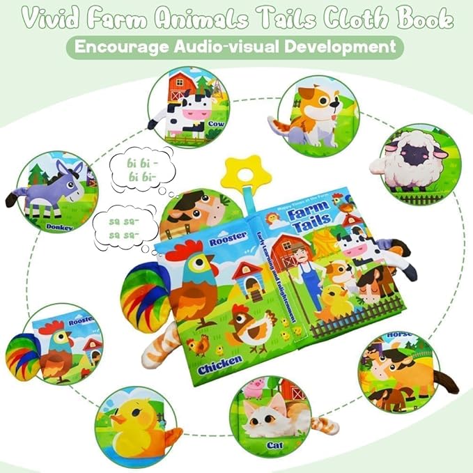 Kimicare Musical Red Barn Toy Farm Animal Finger Puppets for 3 4 5 Years Old, Animal Figures Playset with Farm Baby Book, Sensory Learning Toys Birthday Gifts for Kids Boys Girls