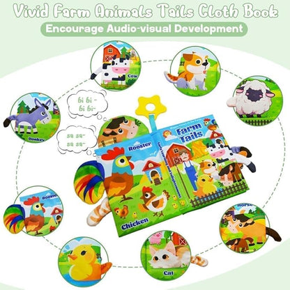 Kimicare Musical Red Barn Toy Farm Animal Finger Puppets for 3 4 5 Years Old, Animal Figures Playset with Farm Baby Book, Sensory Learning Toys Birthday Gifts for Kids Boys Girls