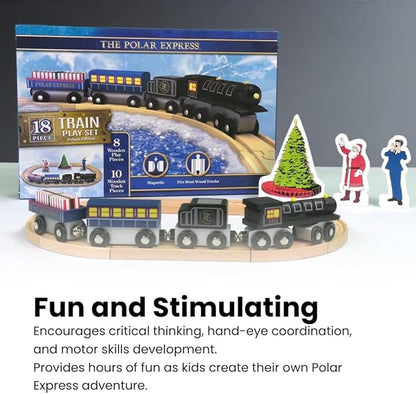 Masterpieces – The Polar Express Train, 3 Piece Set, Officially Licensed Collector’s Edition Toy, Wooden Magnetic Engine and Cars, Kids Toddlers Boys and Girls, Ages 3+