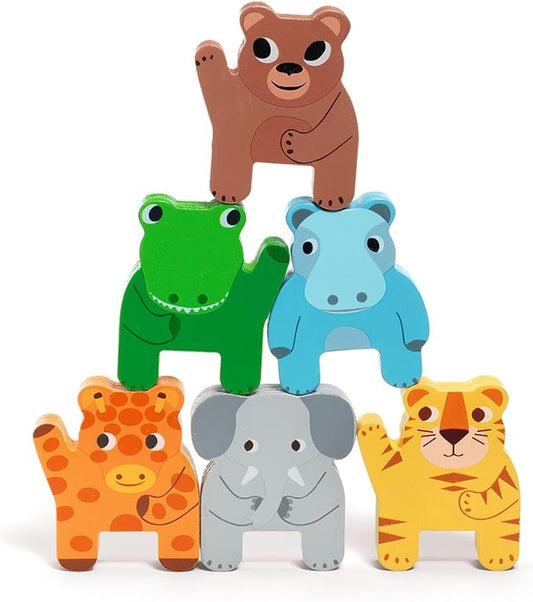 DJECO Jungle Animals Wooden Train - Trainimo Jungle - Safe for Kids Toys, Cute Toddler Vehicle, Stackable Animals for Imagination, Active Play, Motor Skills - Perfect for Boys & Girls Ages 18+ Months