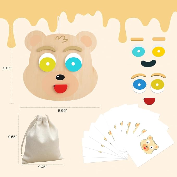 Social Emotional Learning Activities, Magnetic Wooden Face Matching Game, Expression Puzzle Building Blocks Montessori STEM Educational Sensory Toy for Boys Girls Gift Brain Exercise
