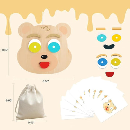 Social Emotional Learning Activities, Magnetic Wooden Face Matching Game, Expression Puzzle Building Blocks Montessori STEM Educational Sensory Toy for Boys Girls Gift Brain Exercise