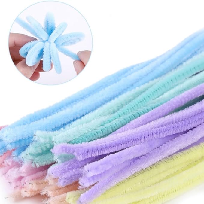 Pipe Cleaners Bulk Pastel,300 Pcs Thick Pipe Cleaner Crafts Supplies 7 Assortment Macaron Color Chenille Stems for Arts and Craft Projects Creative DIY Decorations(Candy color-300pcs)