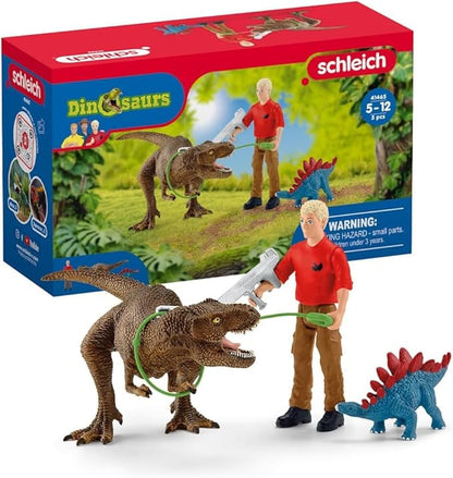 Schleich Dinosaurs, Dinosaur Toys for Kids, Tyrannosaurus Rex Attack 5-Piece Dino Set with T-Rex Toy, Ages 4+