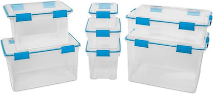 Sterilite 8-Pack Gasket Box, Weather-Resistant Storage Bins with Latching Lids, 54 Quart - Heavy-Duty Organizing Containers for Closet, Bathroom, and Office