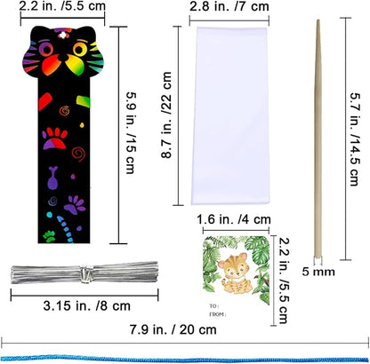 Winlyn 72 Sets 9 Styles Magic Color Scratch Jungle Animal Bookmarks Making Craft Kits DIY Rainbow Scratch Paper Bookmarks Art Sets for Kids Students Classroom Activities Reading Rewards Party Favors
