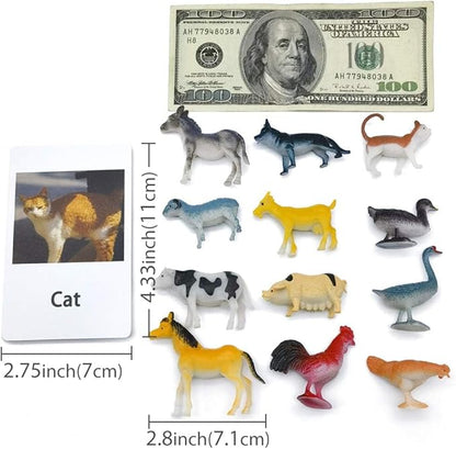 MEROCO Montessori Animal Match Cards - Miniature Poultry Animals with Matching Cards - 2 Part Cards. Montessori Learning Toy, Language Materials TZX106