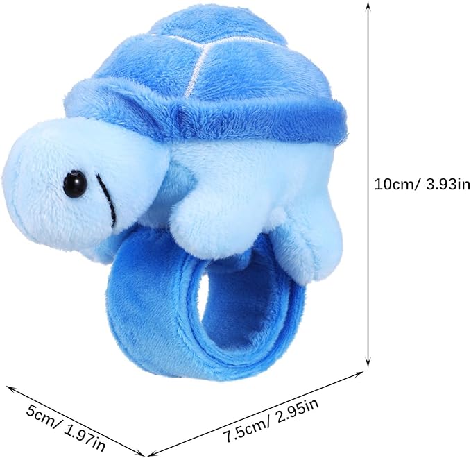 Gadpiparty 6 Pieces Turtle Slap Bracelet Plush Hug Animal Slap Bracelet Stuffed Animals Slap Bracelets Turtle Wrist Band for Christmas Birthday Party Supplies