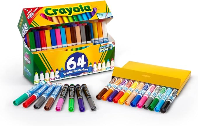 Crayola Washable Marker Set, 48 Broad Line Markers for Kids, 8 Gel Markers, 8 Window Markers, Gifts for Boys & Girls, Ages 3+