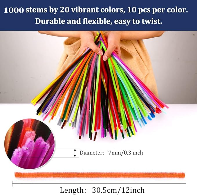 Pipe Cleaners, Pipe Cleaners Craft, Arts and Crafts, Crafts, Craft Supplies, Art Supplies (1000 Brown Pipe Cleaners)…