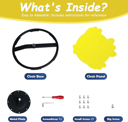 Kids Sensory Swivel Chair - Fish Spinning Chair Seat for Balance, Coordination - Sensory Therapy Stool for Kids with Autism & ADHD - Active Indoor Play Chair for Home & Classroom (Yellow)