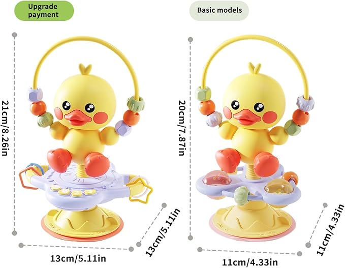 Baby Musical Toy, Duck Suction Cup High Chair Table Soother, Grip and Spin Toy, Interactive Development, Suitable for 10-36 Months, Baby Gift, Excellent Birthday Present Choice